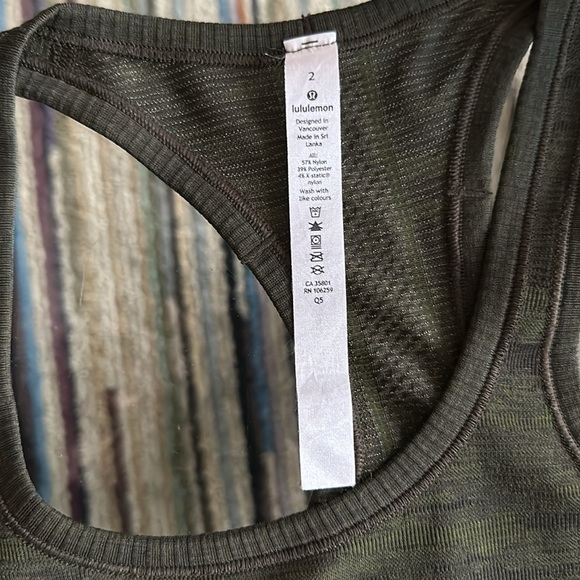Lululemon Swiftly Tech Racerback Dark Olive / Brave Olive / Black - Picture 9 of 12